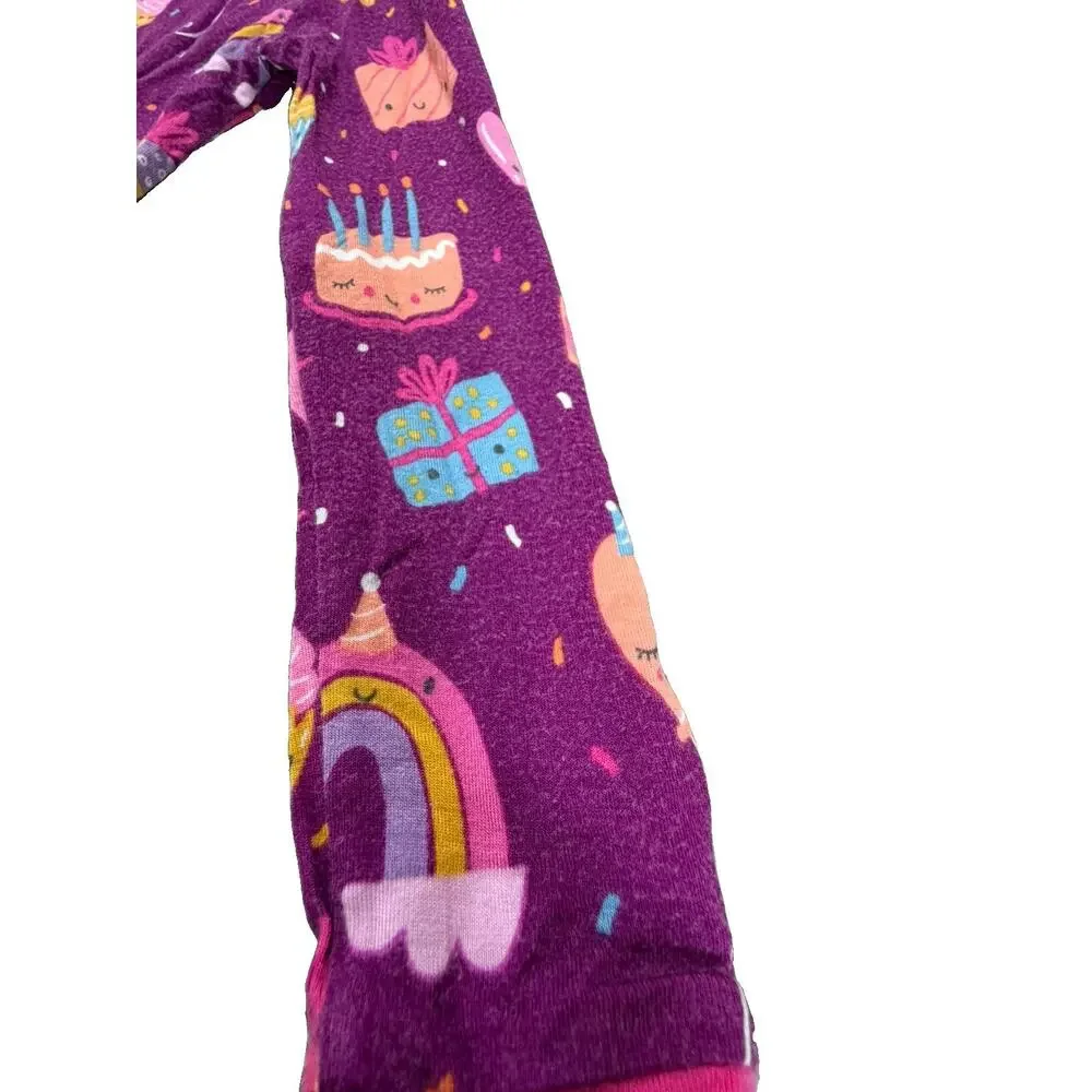 Little Sleepies Kids Purple Birthday Print Long-Sleeve Pajama Set 3T